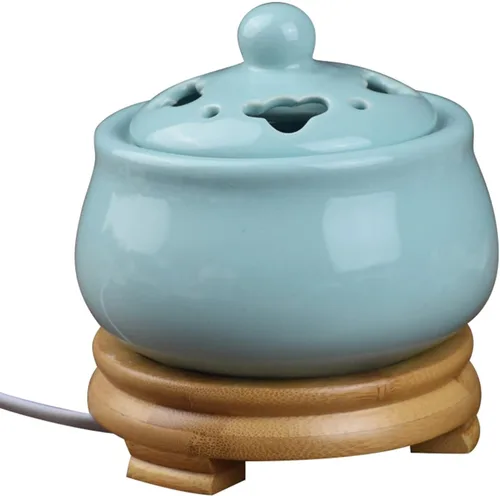 Vista 23 de Quemador de incienso eléctrico con temporizador, quemador de fragancia de cerámica de temperatura ajustable, difusor de aceite perfumado de resina