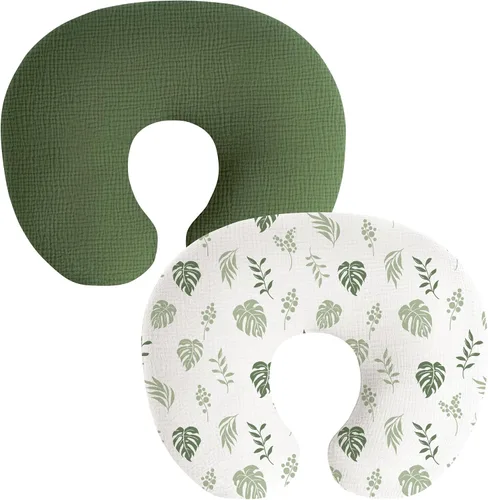 Vista 11 de Fundas de almohada de muselina de lactancia, paquete de 2, fundas suaves y adorables con cierre de cremallera, fundas 100% algodón para almohadas