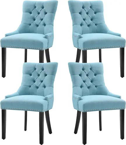 Vista 9 de Juego de 4 sillas de comedor modernas con respaldo, color beige