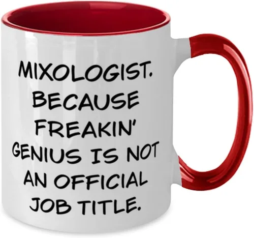Vista 2 de Regalos mezclólogos inapropiados, mixólogo. Porque Freakin' Genius Is, lindo cumpleaños dos tonos 11oz taza para compañeros de trabajo de jefe