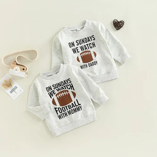 Vista 7 de Reloj de fútbol americano con papá para niños pequeños, ropa de otoño e invierno