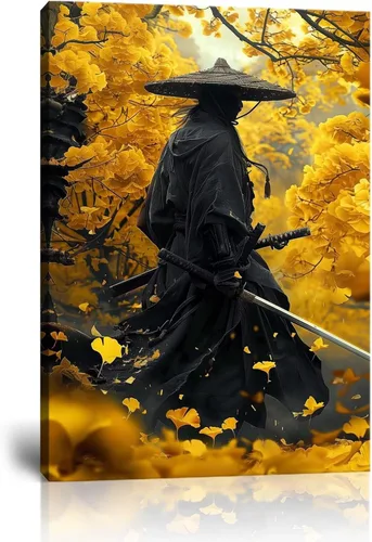 Vista 17 de Arte de pared de samurái japonés para sala de estar y dormitorio, impresiones en lienzo japonesas, póster samurái, arte enmarcado listo para colgar