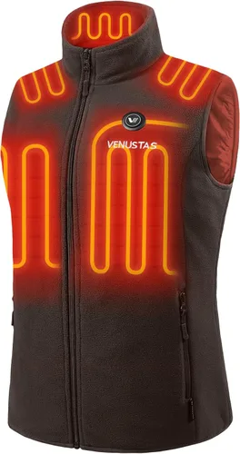 Vista 11 de Venustas Chaleco térmico de forro polar para hombre con batería, chaleco eléctrico ligero con aislamiento Negro