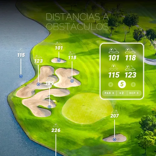Vista 7 de Blue Tees Golf Player+ Altavoz GPS con tecnología de IA - Pantalla táctil, batería de más de 10 horas, más de 40,000 campos, distancias visuales