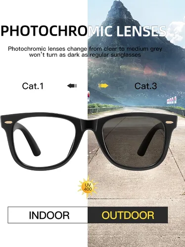 Vista 3 de TJUTR Lentes de sol fotocromáticos para hombres y mujeres lentes de policarbonato y revestimiento AR lentes de bloqueo de luz azul de transición