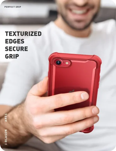 Vista 8 de i-Blason Ares - Funda para iPhone SE 2022 (3ª generación), [protector de pantalla integrado] Funda transparente resistente de doble capa para iPhone