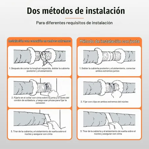 Vista 5 de VEVOR - Conducto flexible aislado de 6 pulgadas x 25 pies R-4.2, manguera HVAC de 3 capas de eficiencia energética con 2 abrazaderas para conductos