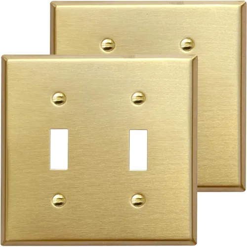 Vista 68 de Rio Salto BRASS Signature Collection MIDSIZE - Placa de pared de metal dorado para interruptor de luz o cubierta de tomacorriente, placa de pared