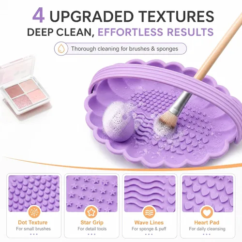 Vista 4 de Pinkiou Makeup Brush Cleaner Mat, 3-in-1 Silicone Cosmetic Brushes Cleaning Bowl with Hanging Drying Mesh & Holder Organizer, Multi-Texture Wash Pad