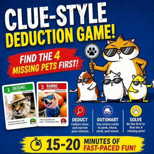 Vista 2 de Shady Pets Juego de cartas: divertido juego familiar para niños, adolescentes y adultos, de 2 a 6 jugadores, ideal para noches de juegos, fiestas