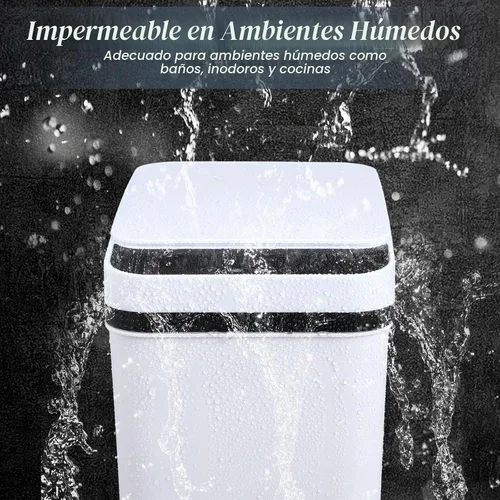 Vista 3 de Maxcheck - Bote de basura automático para baño, 3 galones, color blanco sin
