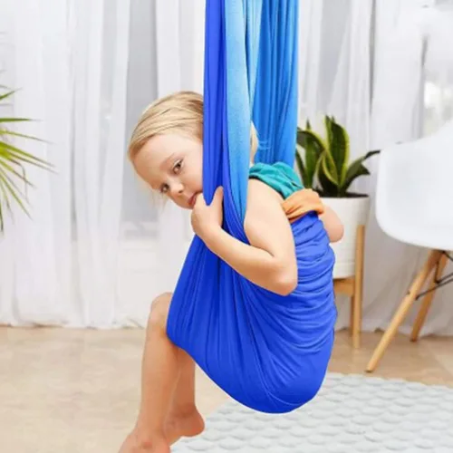 Vista 4 de Columpio sensorial para adultos, columpio de terapia para niños, hamaca elástica para niños, columpio sensorial para interiores y exteriores, silla