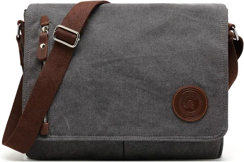 Vista 9 de HuaChen Vintage Canvas Messenger Bag,Travel Shoulder Satchel Unisex Crossbody Purse Bookbag for 14 Inch Laptop
