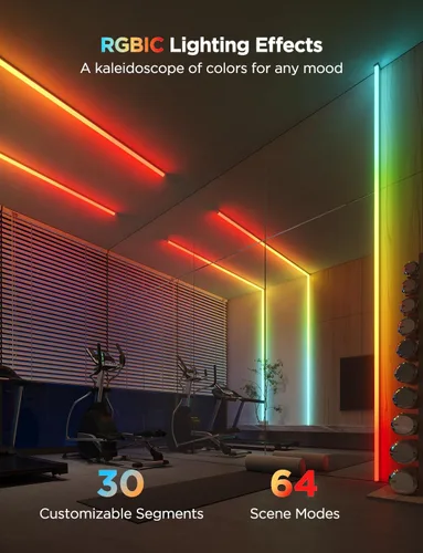 Vista 5 de Govee RGBIC - Tira de luces LED de 9.8 pies con cubiertas, luces LED inteligentes que funcionan con Alexa y Google Assistant, canal difusor