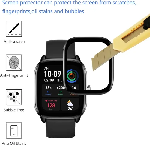 Vista 3 de Protector de pantalla para Amazfit GTS 4 Mini Smartwatch, HD transparente, antiarañazos, antihuellas dactilares, compatible con Amazfit GTS 4 Mini