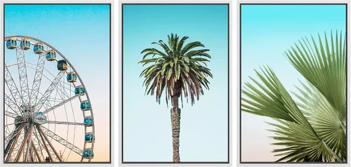 Vista 14 de SIGNWIN Lienzo enmarcado para pared, vista aérea de palmeras tropicales en un cielo azul, fotografía del océano costero, arte moderno, panorámico