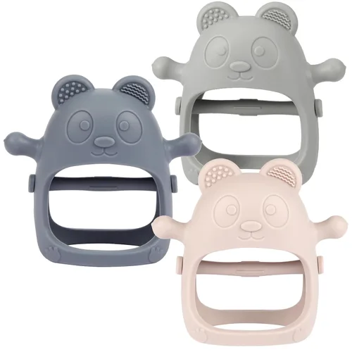 Vista 8 de Eascrozn Juguetes de Dentición para Bebés de 3+ Meses, Conjunto de 3, Guantes de Dentición de Silicona Fáciles de Sostener con Texturas Suaves