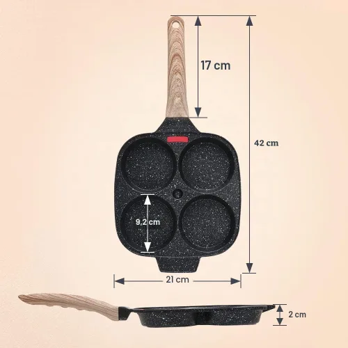 Vista 5 de Sartén antiadherente para huevos de 4 tazas con tapa, color negro