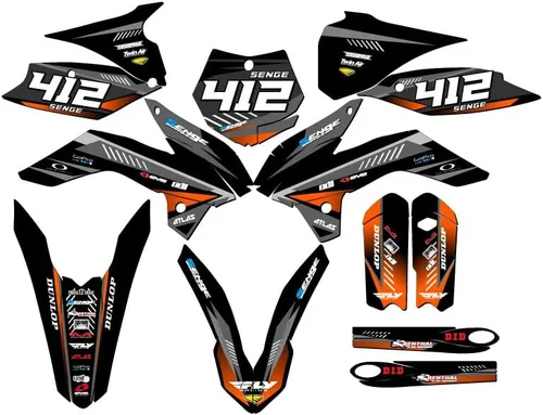 Vista 5 de Kit de base de gráficos Senge SX 105 Surge Black Senge 2013-2014 compatible con KTM