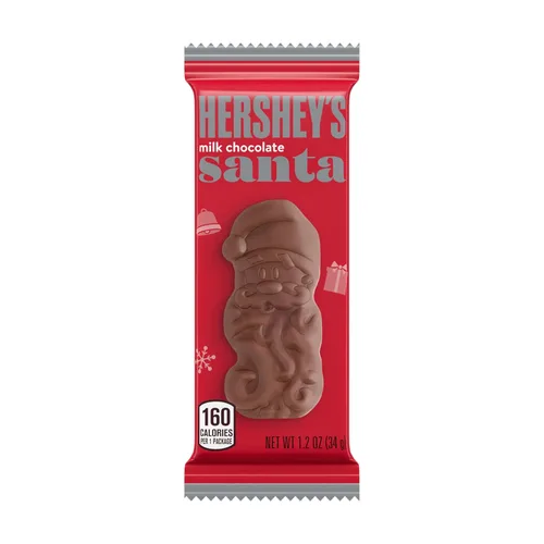 Vista 4 de HERSHEY'S Barra de chocolate, barra de chocolate con leche envuelta individualmente en embalaje navideño de Santa, 1.2 onzas, paquete de 6