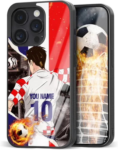 Vista 27 de Fundas personalizadas con nombre y número de fútbol para iPhone 11, 12, 13, 14, 15, 16, 17, 16 Pro Max Plus Mini, Samsung Galaxy Note10 Note20 S8 9