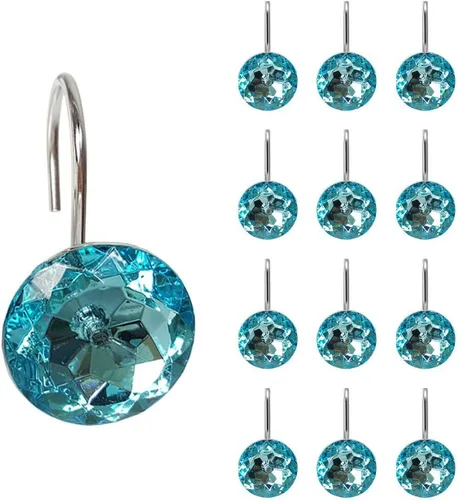 Vista 5 de 12 ganchos para cortina de ducha con diamantes de imitación brillantes para baño