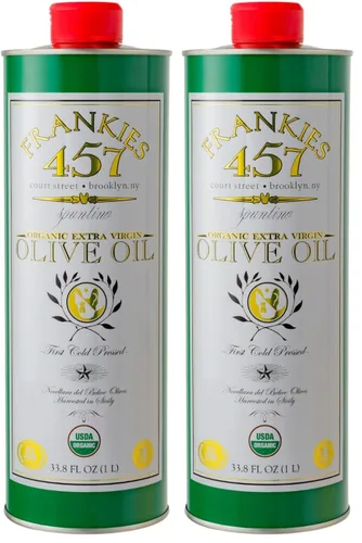 Vista 6 de Frankies Aceite de oliva orgánico extra virgen Lata de 16.9 onzas líquidas Aceite de oliva virgen extra siciliano real (EVOO) Aceitunas