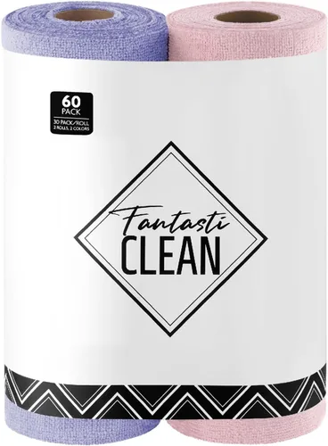 Vista 18 de Fantasticlean Rollo de paño de limpieza de microfibra, paquete de 40, toallas de microfibra extraíbles, 12 x 12 pulgadas, reutilizables, lavables