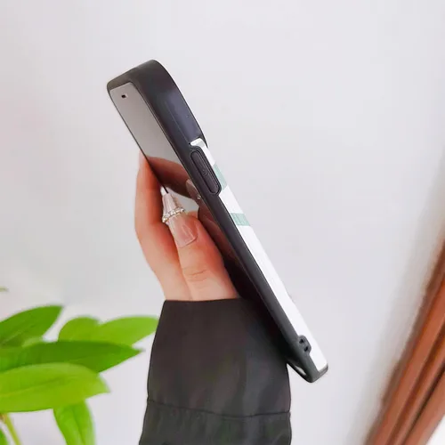 Vista 4 de Funda para iPhone 12 Pro Max para mujer, diseño de ondas azules y blancas, delgada, protectora, a prueba de golpes, funda trasera de piel sintética