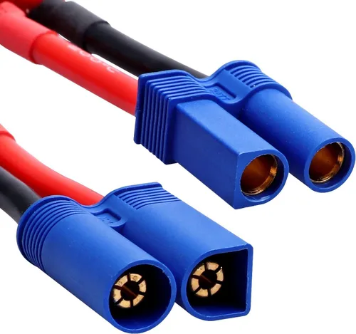 Vista 5 de Yowoo - 2 pares de enchufe en T a EC5 macho hembra adaptador de conector RC con 12awg 1.96 pulgadas cable para RC FPV vehículo Power Wire Lipo