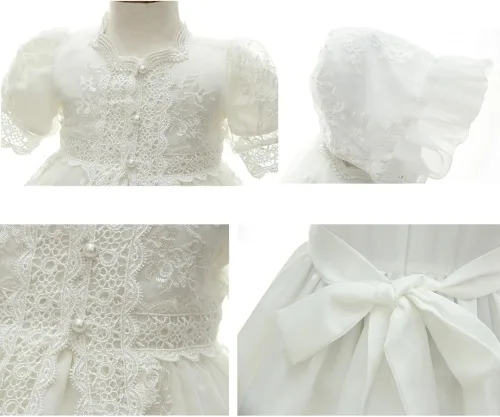 Vista 7 de Coozy Vestidos de bautizo para niña, vestido de princesa, boda, ocasiones especiales, 3 piezas