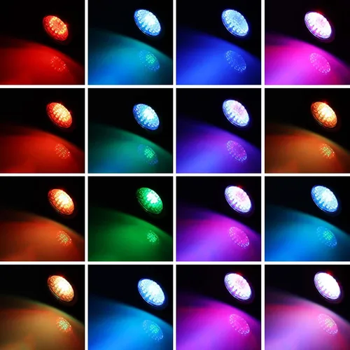 Vista 2 de Luz de estanque RGB, luces de fuente que cambian de color, luces sumergibles, IP68, impermeable, multicolor, regulable, utilizada para focos