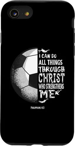 Vista 18 de Funda para iPhone 17 con versículo bíblico de fútbol Christian Sayings Philippians 4:13