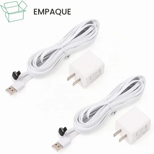 Vista 7 de Paquete de 2 cables de alimentación para Arlo Pro y Arlo Pro 2, cable USB resistente a la intemperie de 16.4 pies, con adaptador de corriente 3.0