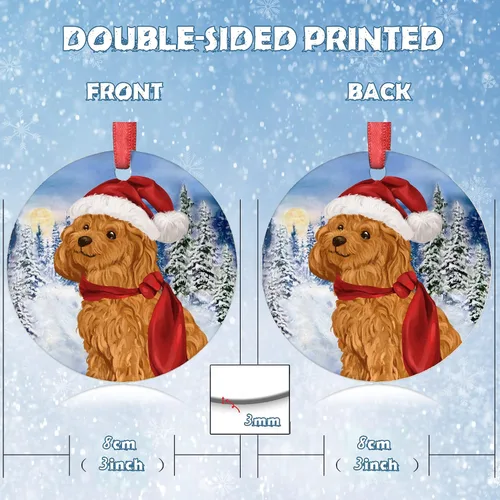 Vista 3 de Adornos de Navidad para perros, adorno de Navidad de caniche de 2021, adorno de caniche, adorno de Papá Noel, perro, árbol de Navidad, adornos