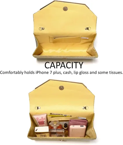 Vista 8 de DETARA Bolsos de noche para mujer, con lentejuelas y purpurina para mujer, bolso de mano brillante, bolso formal para boda, fiesta, baile