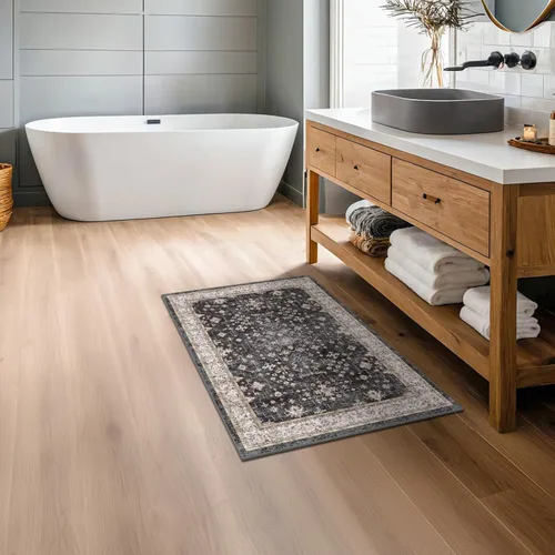 Vista 6 de Hazo Haus – Alfombra pequeña para entrada, cocina o baño, antideslizante con base de goma, resistente a las manchas y a la decoloración, diseño