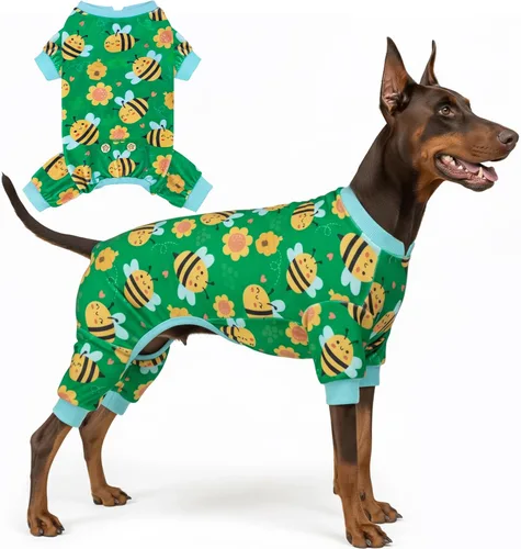 Vista 20 de KYEESE - Pijama de terciopelo para perros, con patrón de patos amarillos, ropa elástica y suave para cachorros y perros pequeños, mameluco cómodo