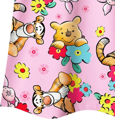 Vista 6 de Vestido de tigre de oso para niñas pequeñas, manga corta con volantes, vestido de disfraz de cuello redondo para niñas de 2 a 7 años
