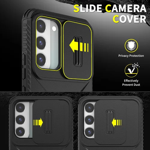 Vista 4 de Funda para Galaxy S22 5G con 1 protector de pantalla HD y cubierta de cámara deslizante [grado militar], funda protectora resistente a prueba