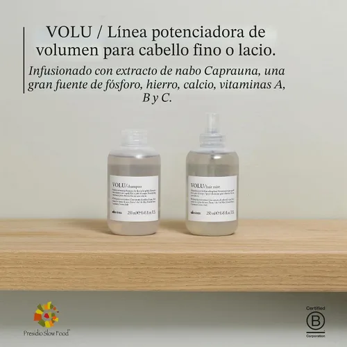 Vista 5 de Davines VOLU/Shampoo, Volumizing Cleanser for Fine or Limp Hair - Gentle Root Lifting Formula for Lasting Body & Lightness - Turnip Root Extract