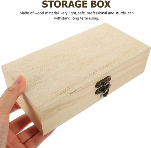 Vista 5 de EXCEART Joyero rectangular pequeño de madera, estuche de almacenamiento compacto para aretes, collares, pulseras, viajes y uso doméstico