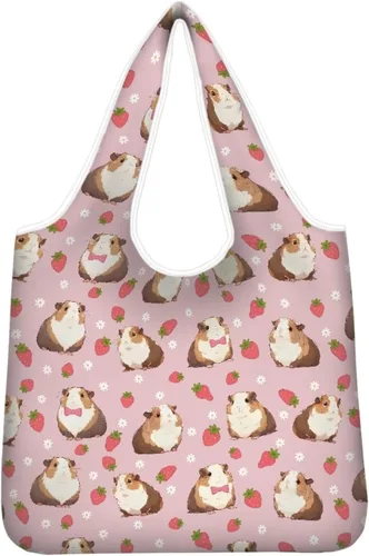 Vista 30 de Belidome Bolsa de comestibles con diseño de donas de ajolotl para compras, lavable, reutilizable, con bolsillo para asa