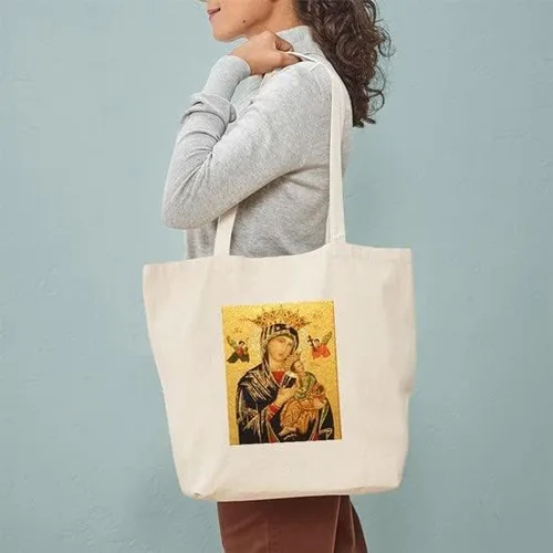 Vista 3 de CafePress Our Lady Of Perpetual Help - Bolsa de mano de lona natural bolsa de compras reutilizable