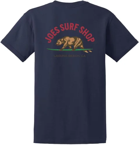 Vista 20 de Joe's Surf Shop - Camisetas de algodón pesado con gráficos en tamaño regular, grande y alto Logotipo de Longboard Ash / Sand