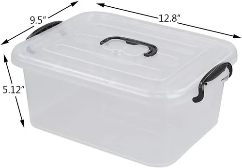 Vista 2 de Caja de almacenamiento de plástico transparente de 8 L con asa, paquete de 2