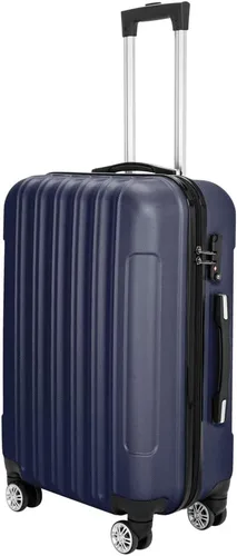 Vista 4 de Karl home Juego de 3 maletas rígidas con ruedas giratorias y bloqueo TSA, equipajes ABS ligeros portátiles para viajes, negocios, Azul marino