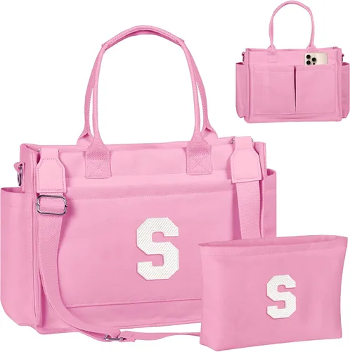 Vista 68 de Easter Basket Stuffers, Initial Tote Bag with Makeup Bag, Birthday Gifts for Women, Teen Girl Gifts Trendy Stuff