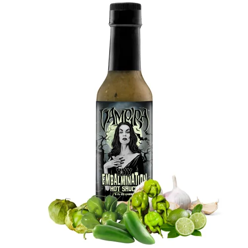 Vista 9 de Salsa picante Hellfire Devil's Gold, galardonada con múltiples premios, salsa picante gourmet a base de frutas, cuenta con pimientos amarillos súper