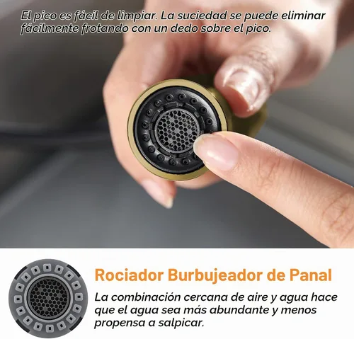 Vista 6 de Tohlar Pulverizador de grifo de cocina extraíble pieza de repuesto de oro Oro cepillado